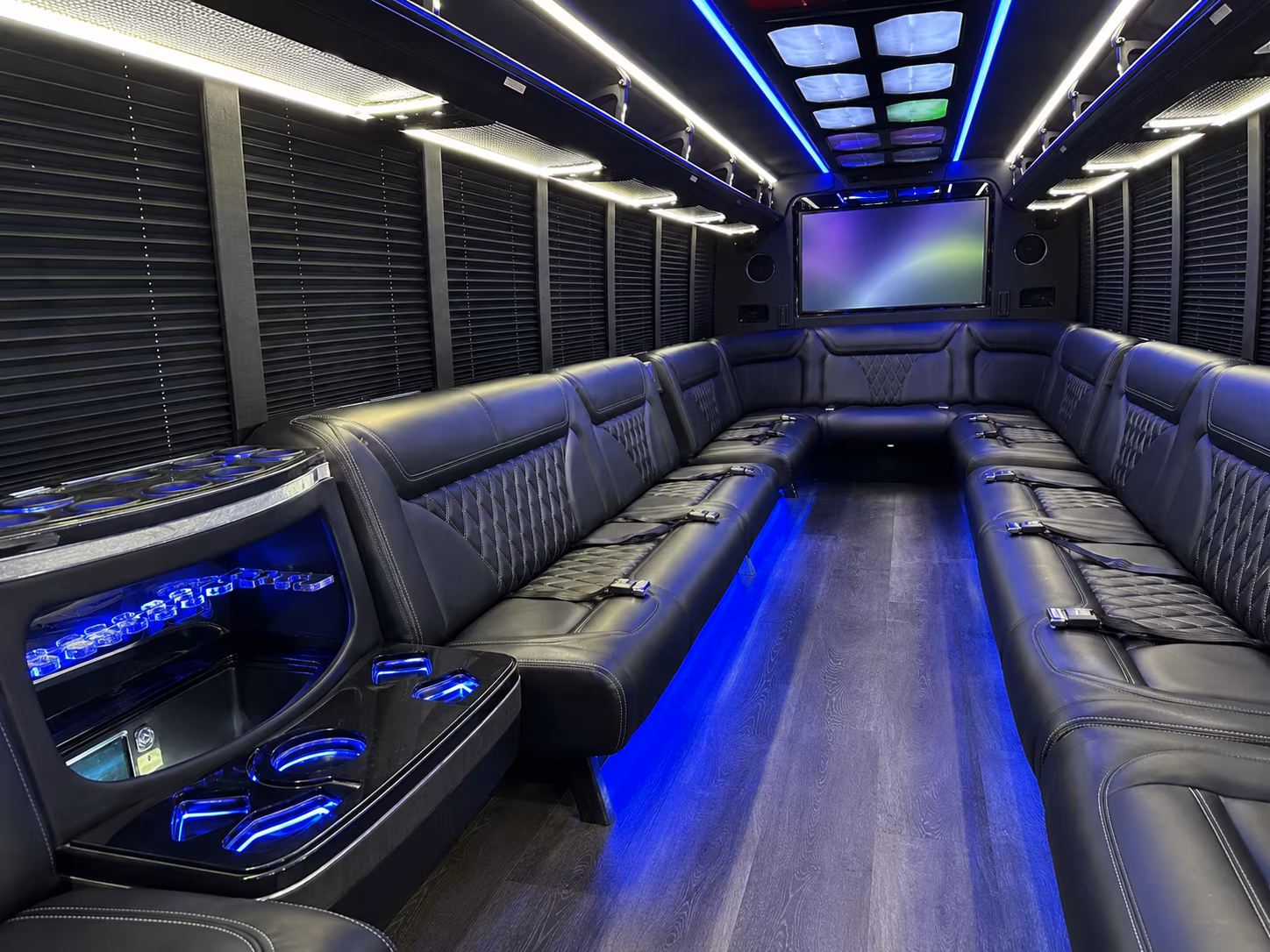 woodbury 20 passenger party bus inside
