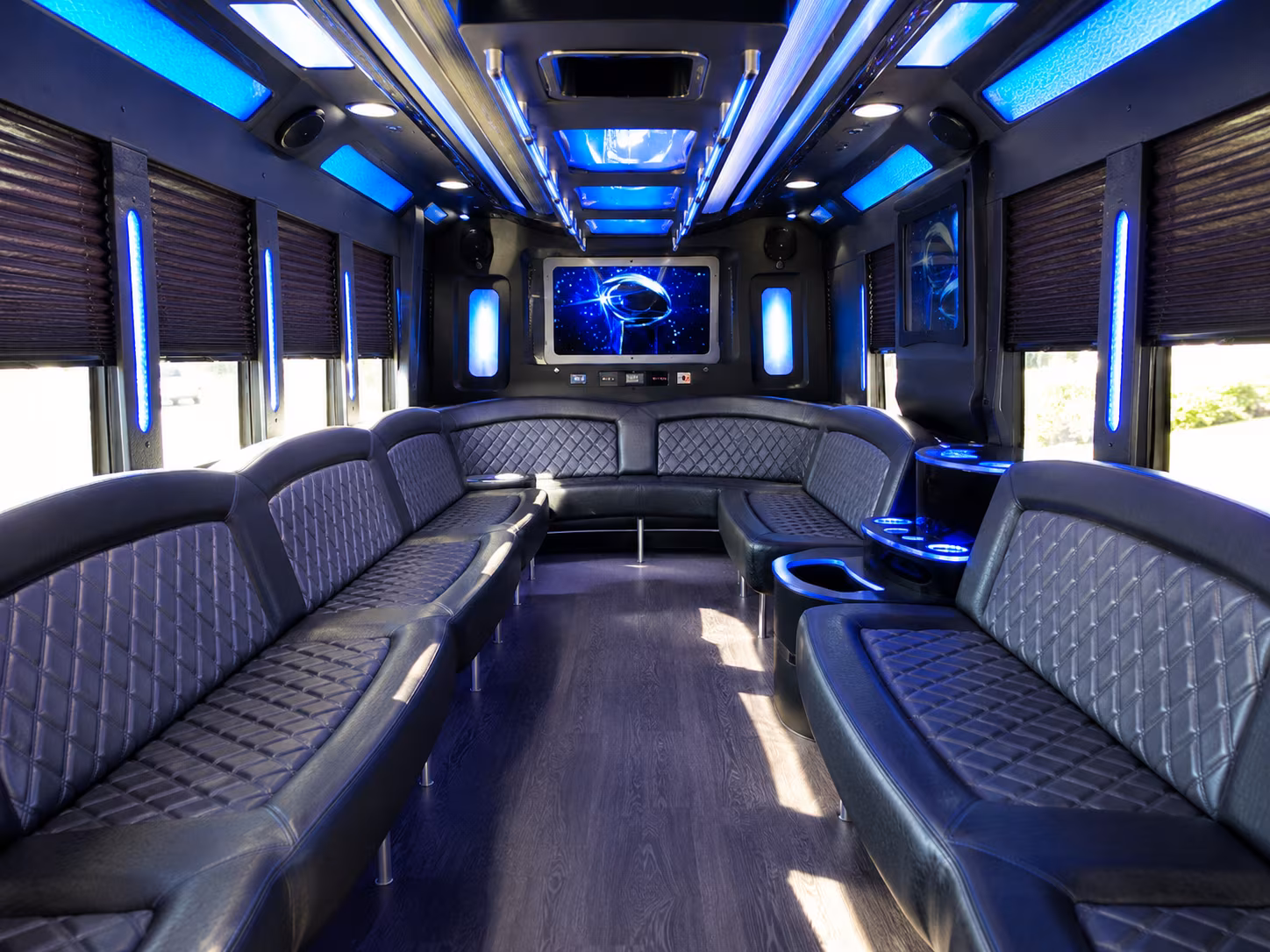 woodbury 28 passenger party bus inside