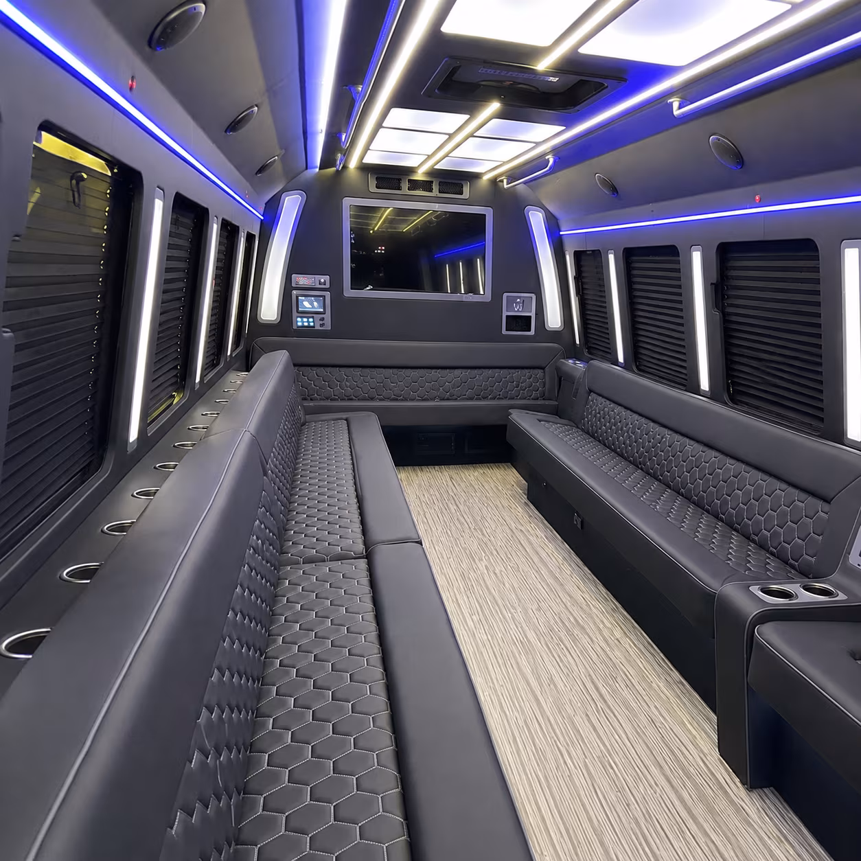 woodbury 40 passenger party bus inside