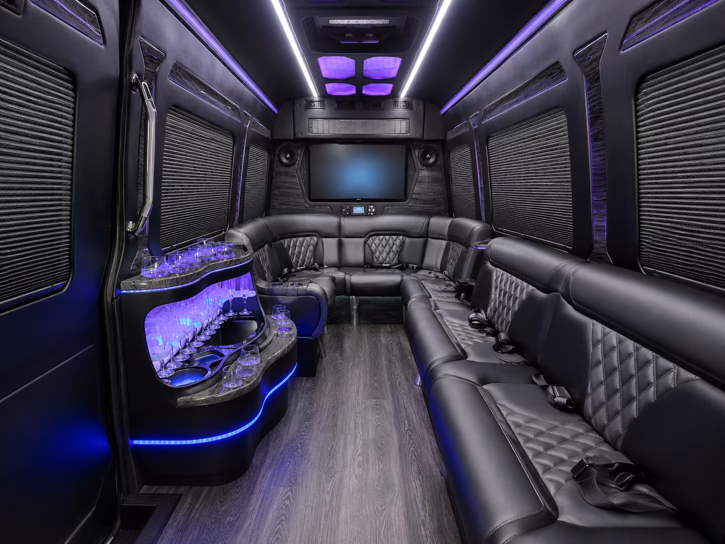 woodbury 40 passenger party bus interior